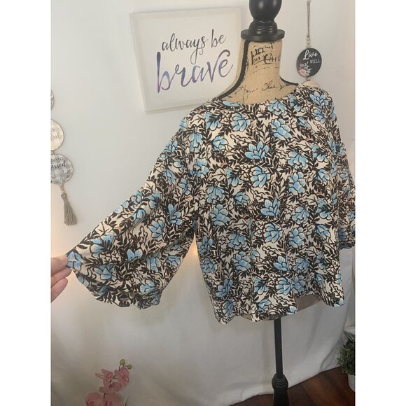 (B-40) 3/4 sleeves womens blouse floral size L MadisonGrey - Picture 6 of 9